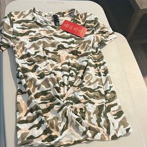 Camouflage Knot Front T-Shirt